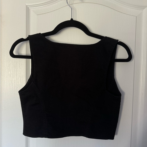ARITZIA Sunday Best Black Denim Zip Top - Picture 2 of 3